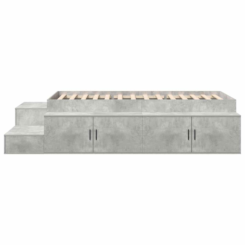 Cadre de lit avec rangement Gris béton 234 x 118 x 53.5 cm - XIOS