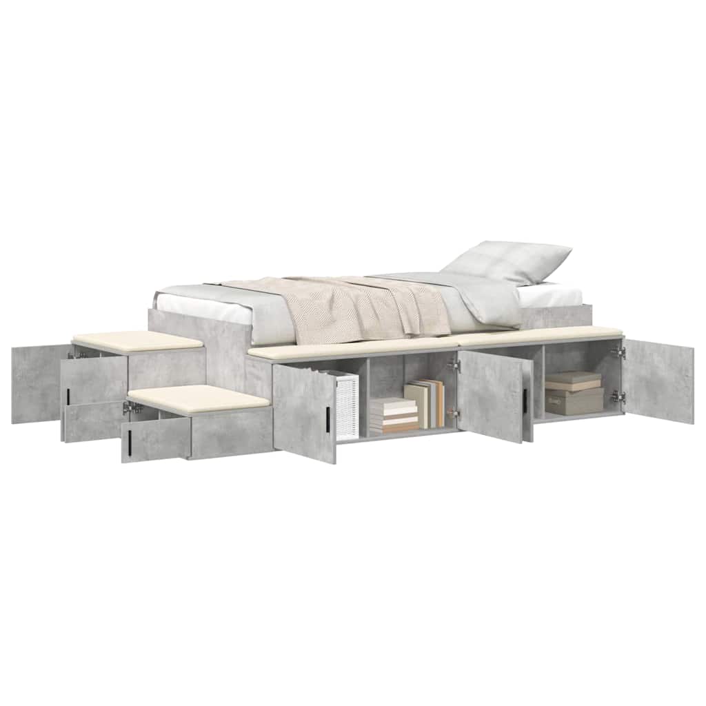 Cadre de lit avec rangement Gris béton 234 x 118 x 53.5 cm - XIOS