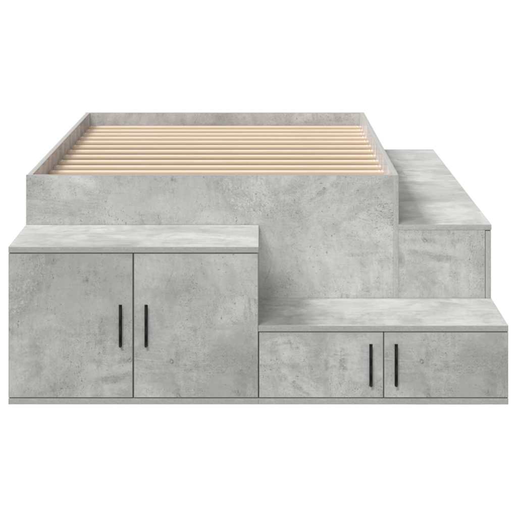 Cadre de lit avec rangement Gris béton 234 x 118 x 53.5 cm - XIOS