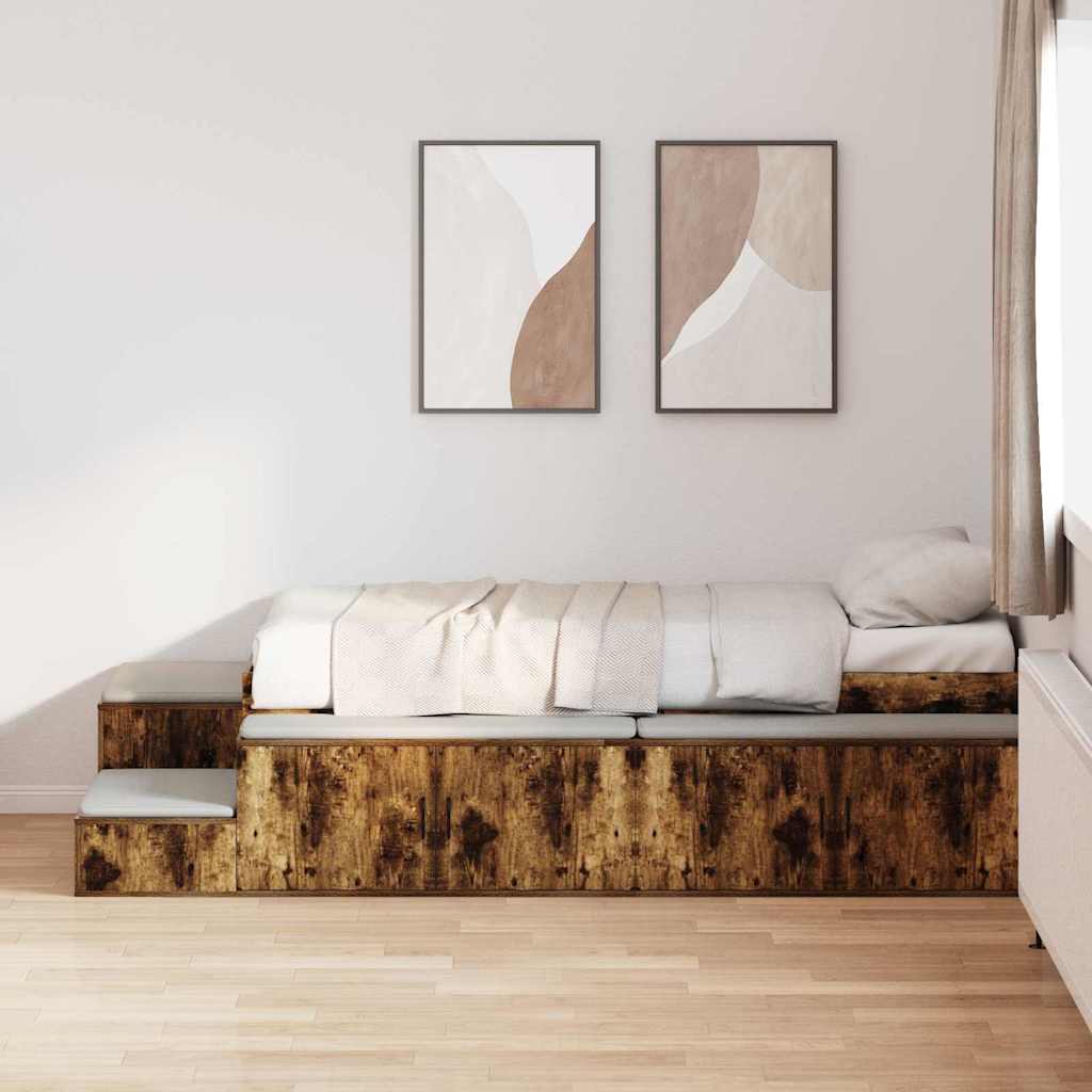 Cadre de lit avec rangement Chêne fumé 90 cm Bois d'ingénierie - XIOS