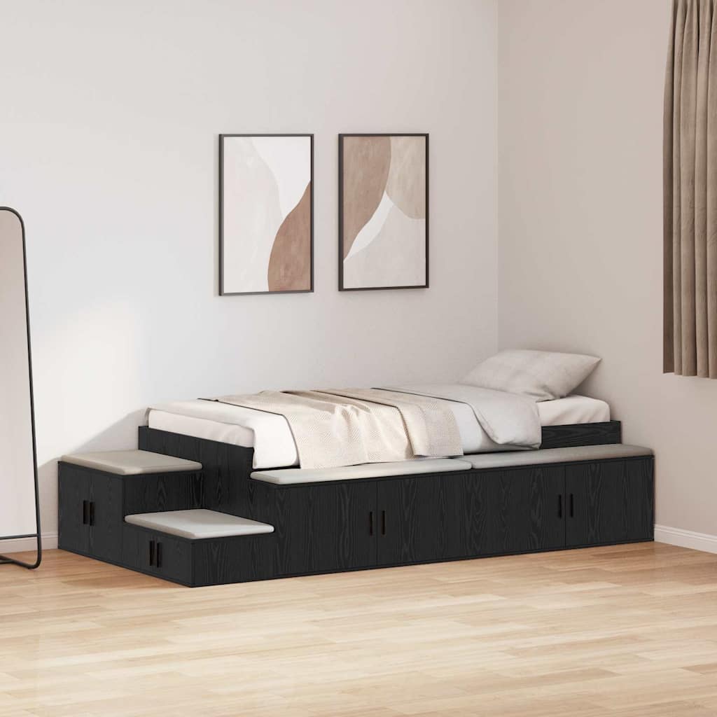 Cadre de lit avec rangement Chêne noir 234 x 103 x 53.5 cm - XIOS