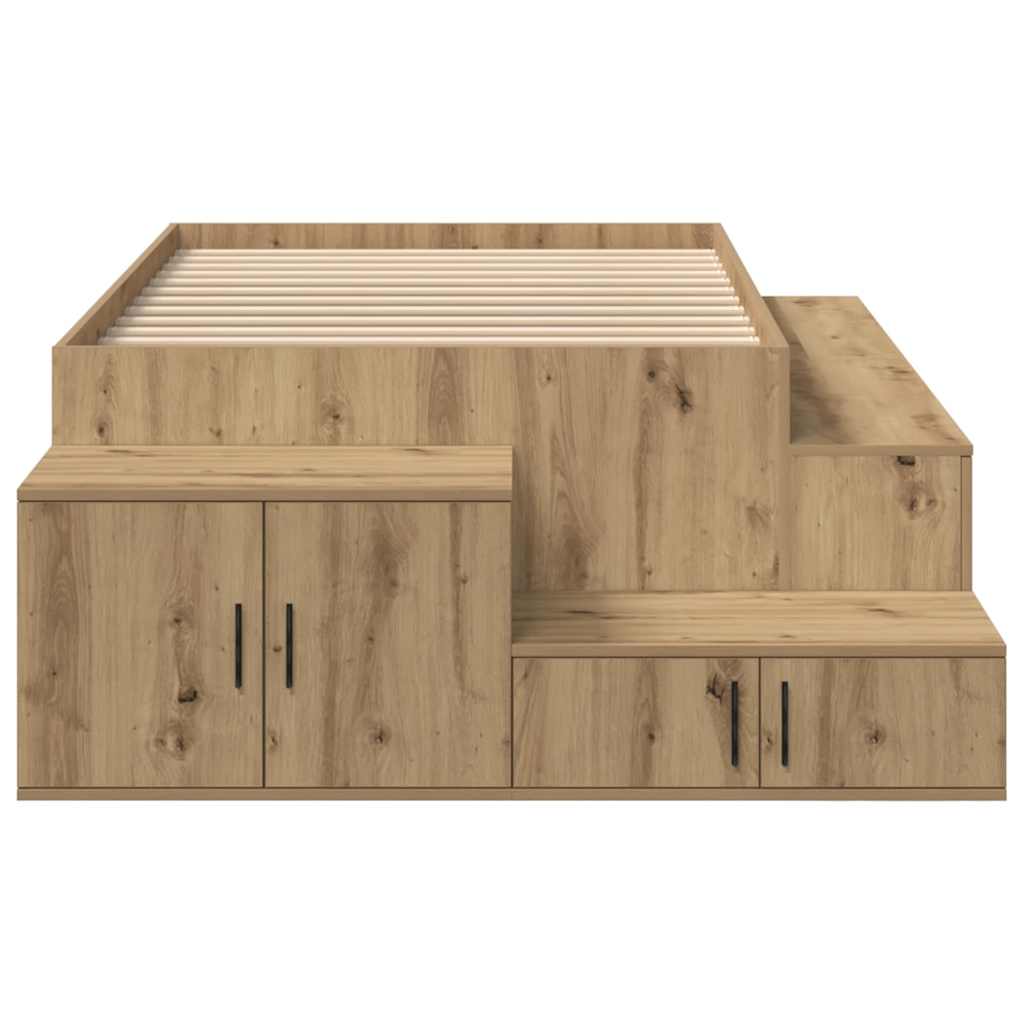 Cadre de lit avec rangement chêne artisanal 234 x 103 x 53.5 cm - XIOS