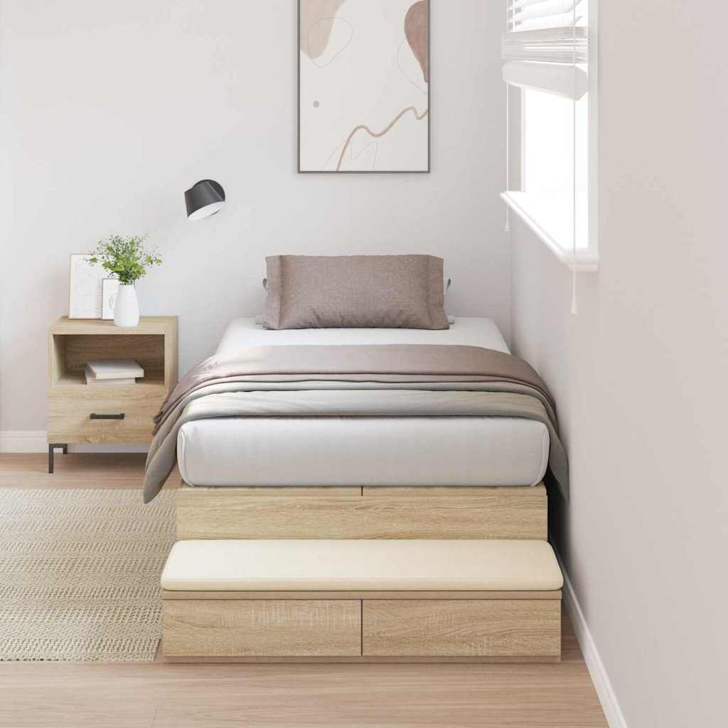 Cadre de lit avec rangement Chêne Sonoma 236.5 x 100 x 31.5 cm - XIOS