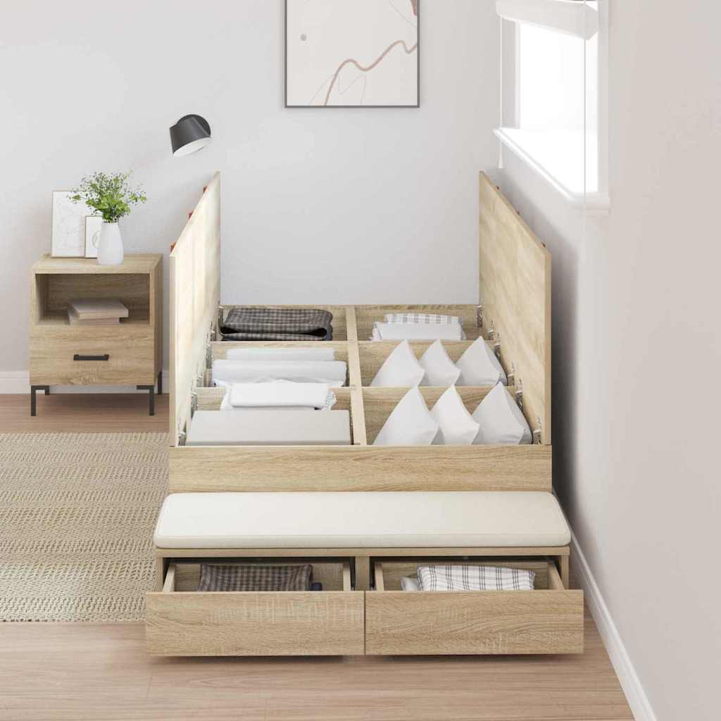 Cadre de lit avec rangement Chêne Sonoma 236.5 x 100 x 31.5 cm - XIOS
