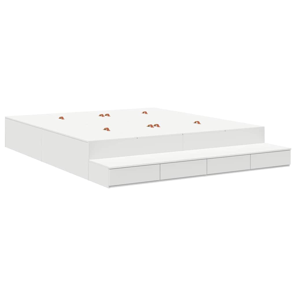Cadre de lit avec rangement Blanc 236.5 x 200 x 31.5 cm - XIOS