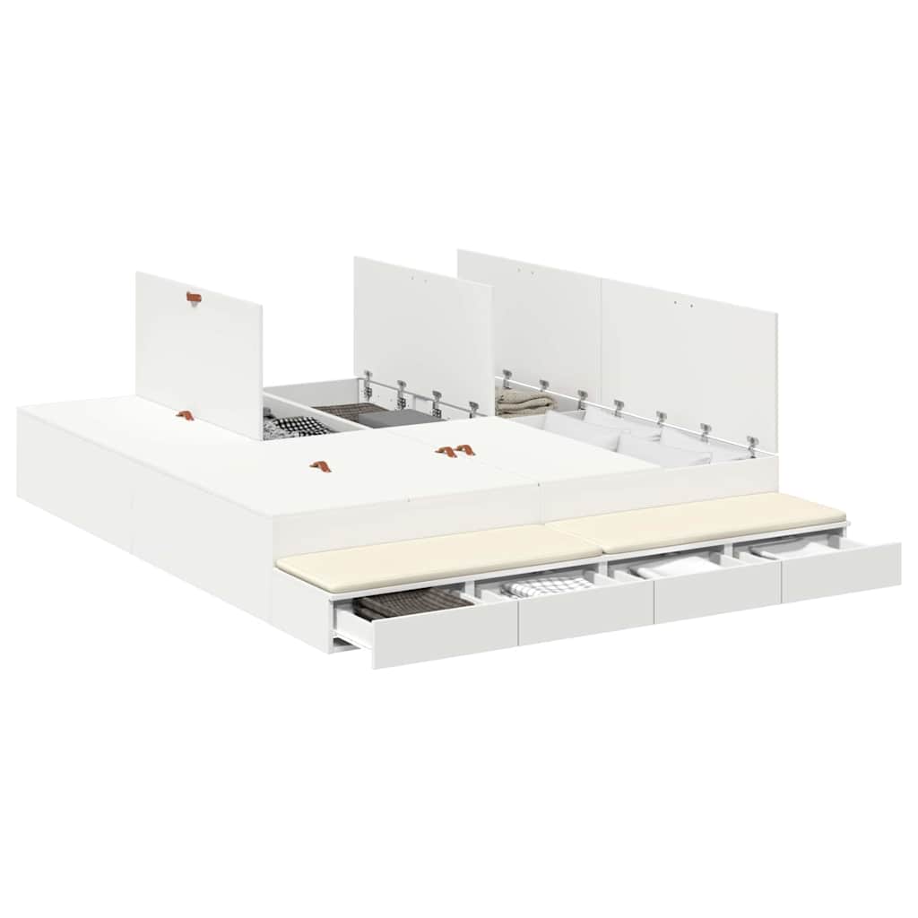 Cadre de lit avec rangement Blanc 236.5 x 200 x 31.5 cm - XIOS