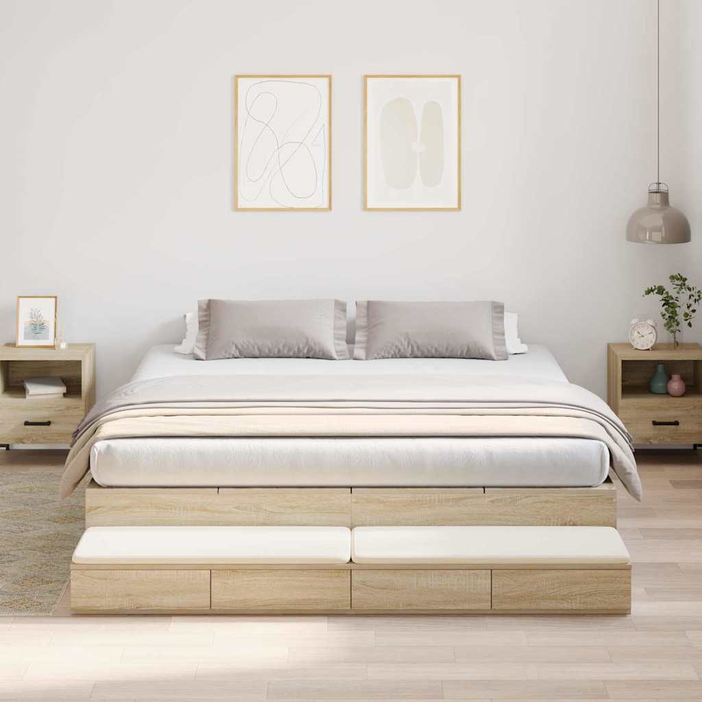 Cadre de lit avec rangement Chêne Sonoma 236.5 x 200 x 31.5 cm - XIOS