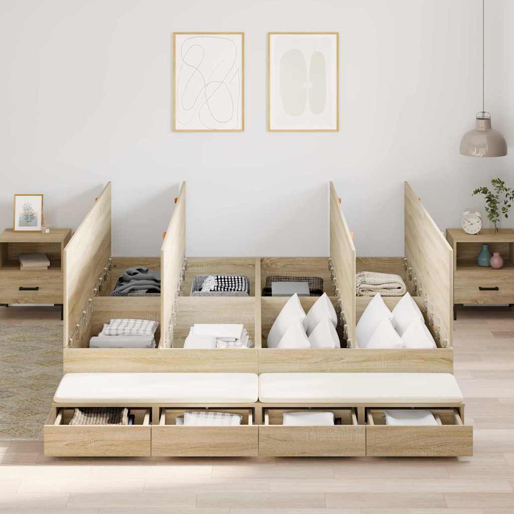 Cadre de lit avec rangement Chêne Sonoma 236.5 x 200 x 31.5 cm - XIOS
