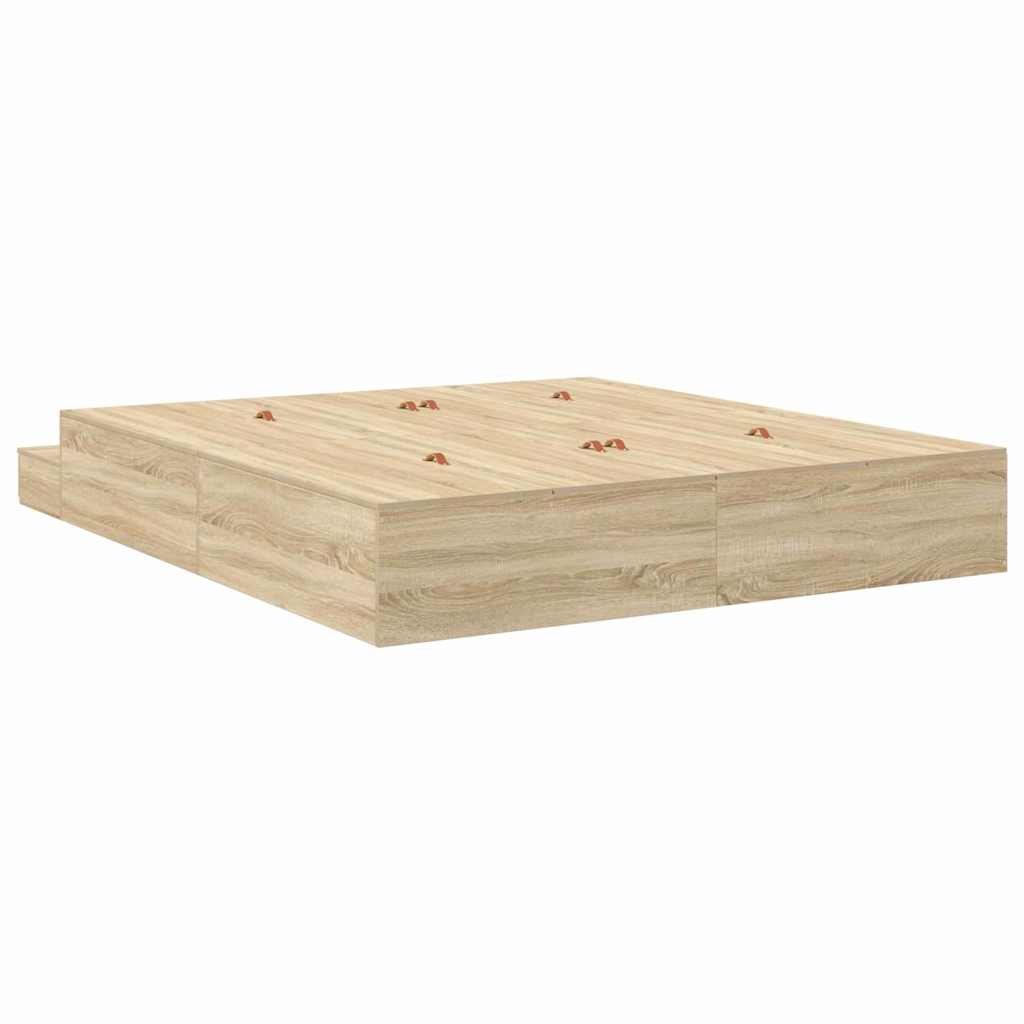 Cadre de lit avec rangement Chêne Sonoma 236.5 x 200 x 31.5 cm - XIOS