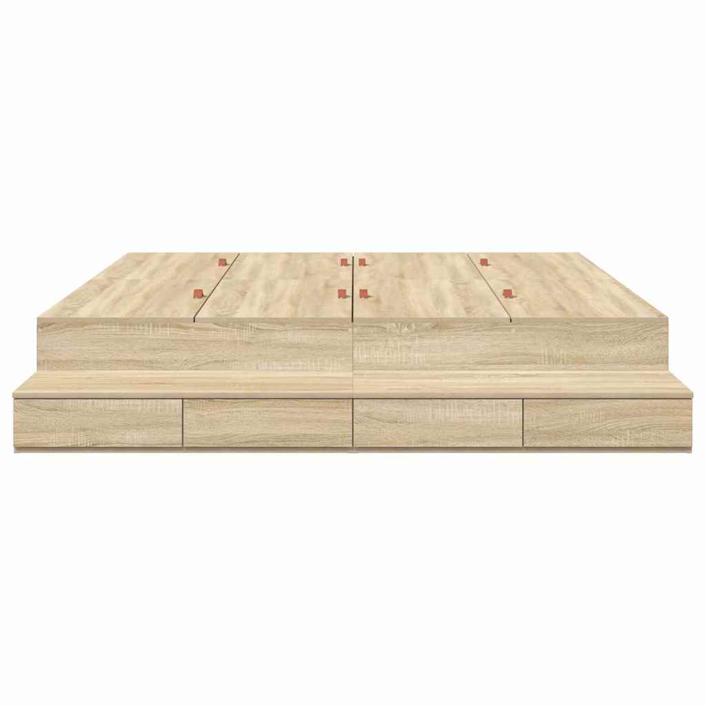 Cadre de lit avec rangement Chêne Sonoma 236.5 x 200 x 31.5 cm - XIOS