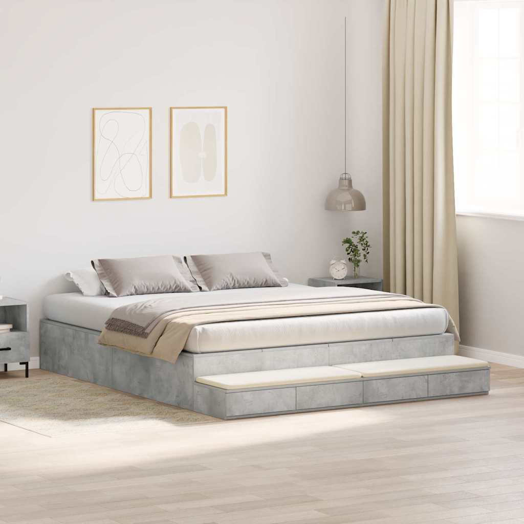 Cadre de lit avec rangement Gris béton 236.5 x 200 x 31.5 cm - XIOS