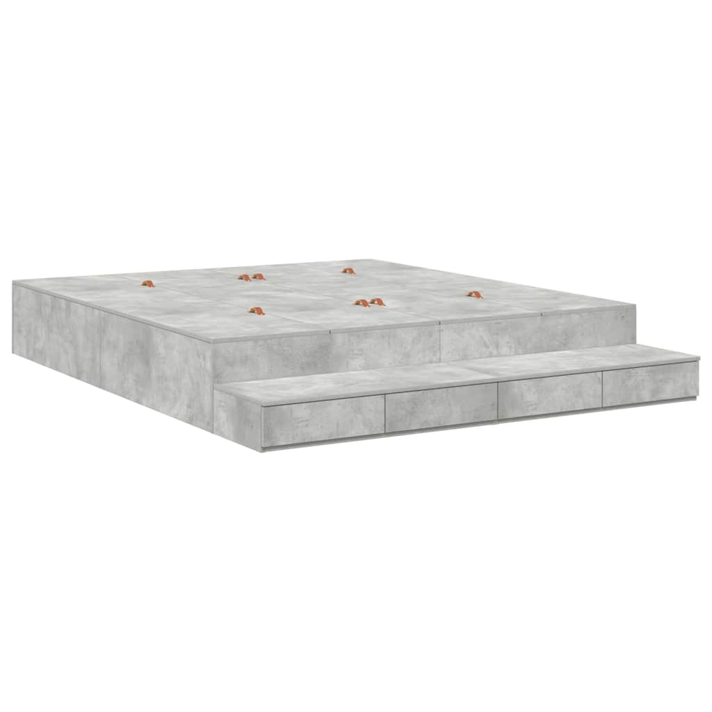Cadre de lit avec rangement Gris béton 236.5 x 200 x 31.5 cm - XIOS