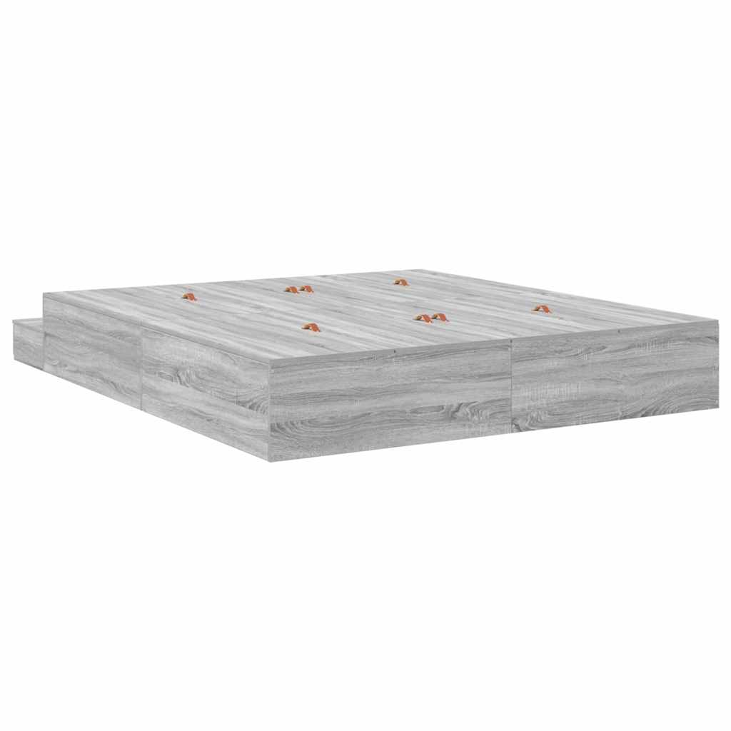 Cadre de lit avec rangement Sonoma gris 236.5 x 200 x 31.5 cm - XIOS