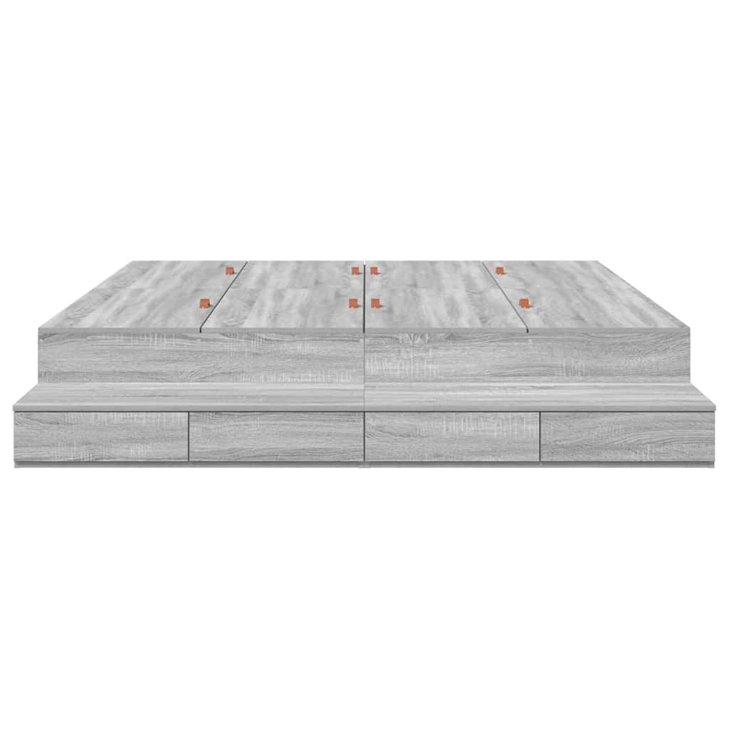 Cadre de lit avec rangement Sonoma gris 236.5 x 200 x 31.5 cm - XIOS