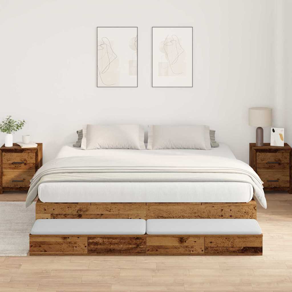 Cadre de lit avec rangement Bois ancien 236.5 x 200 x 31.5 cm - XIOS