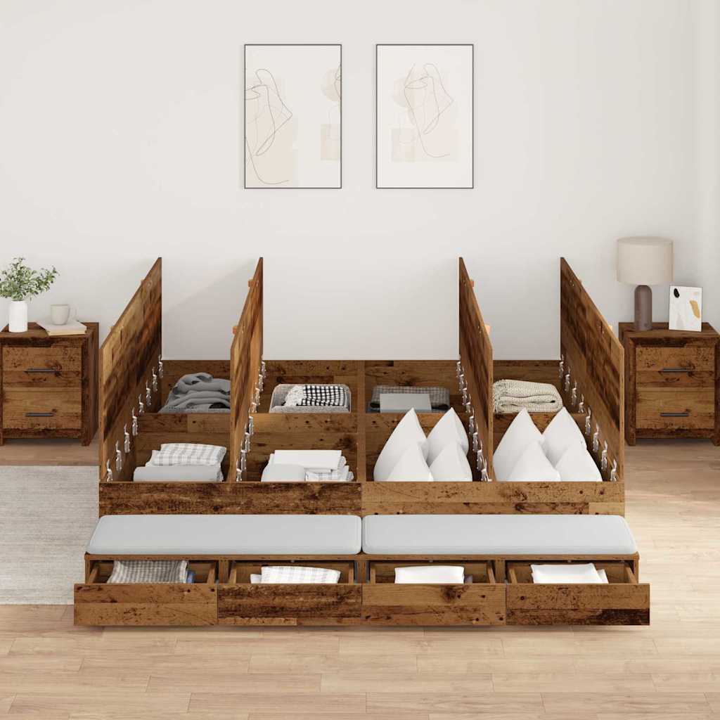 Cadre de lit avec rangement Bois ancien 236.5 x 200 x 31.5 cm - XIOS