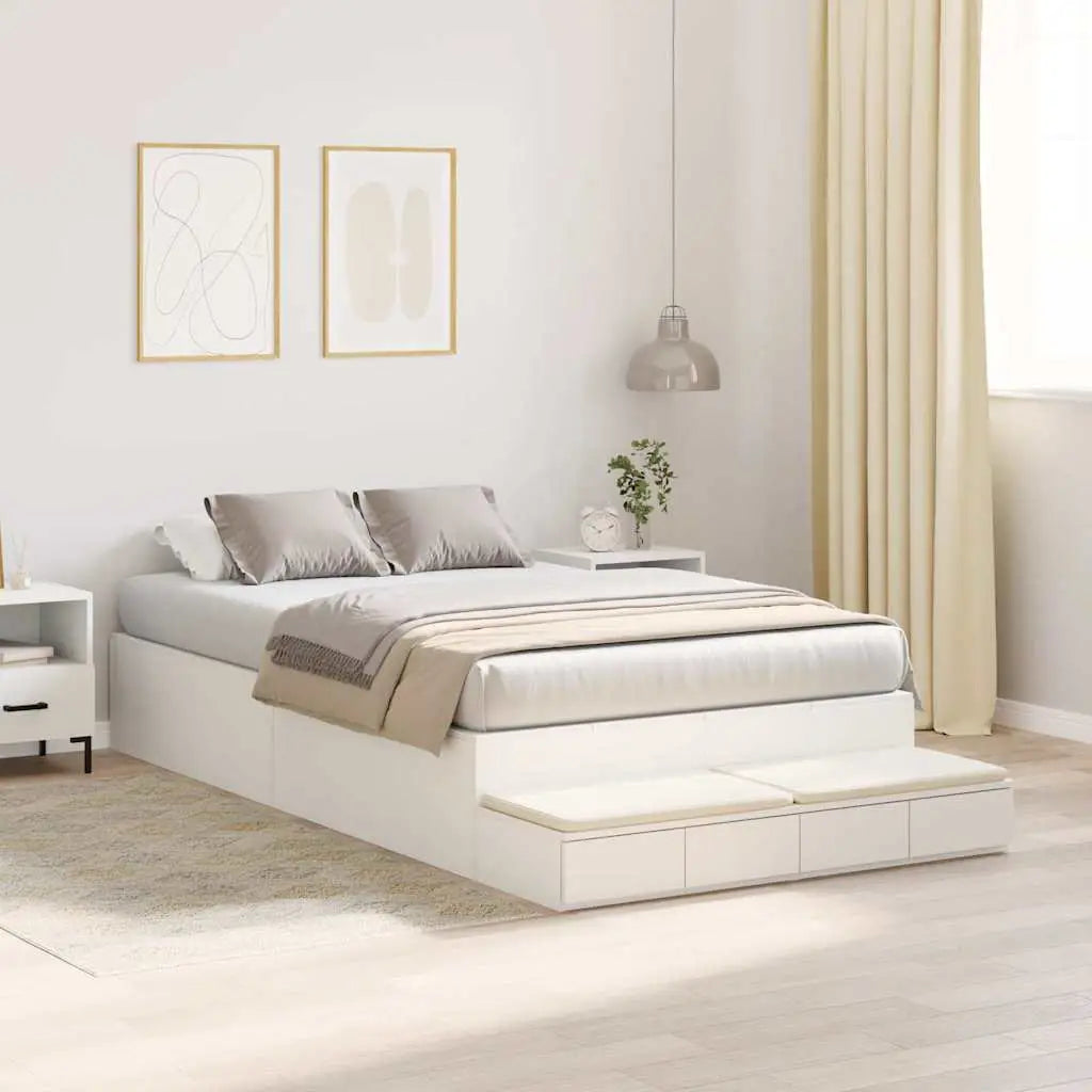 Cadre de lit avec rangement Blanc 120 cm Bois d’ingénierie - XIOS