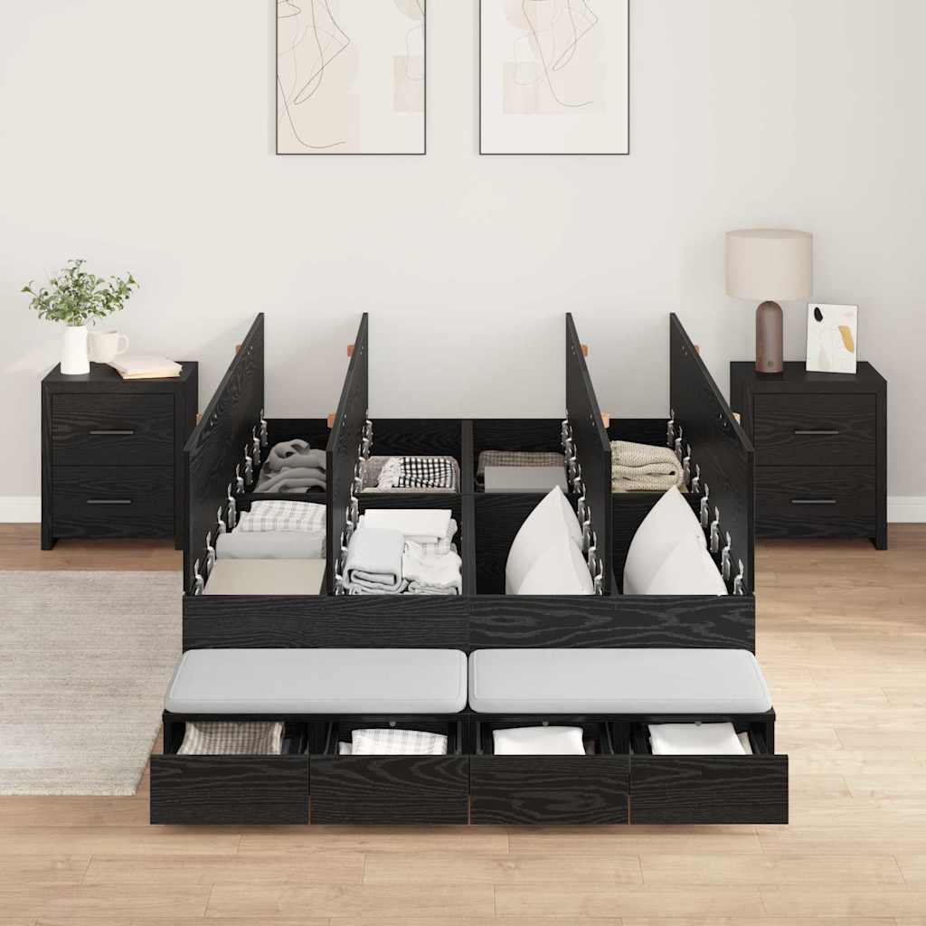 Cadre de lit avec rangement Chêne noir 236.5 x 120 x 31.5 cm - XIOS