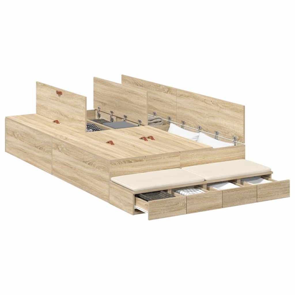 Cadre de lit avec rangement avec tiroir Chêne Sonoma 120 cm - XIOS