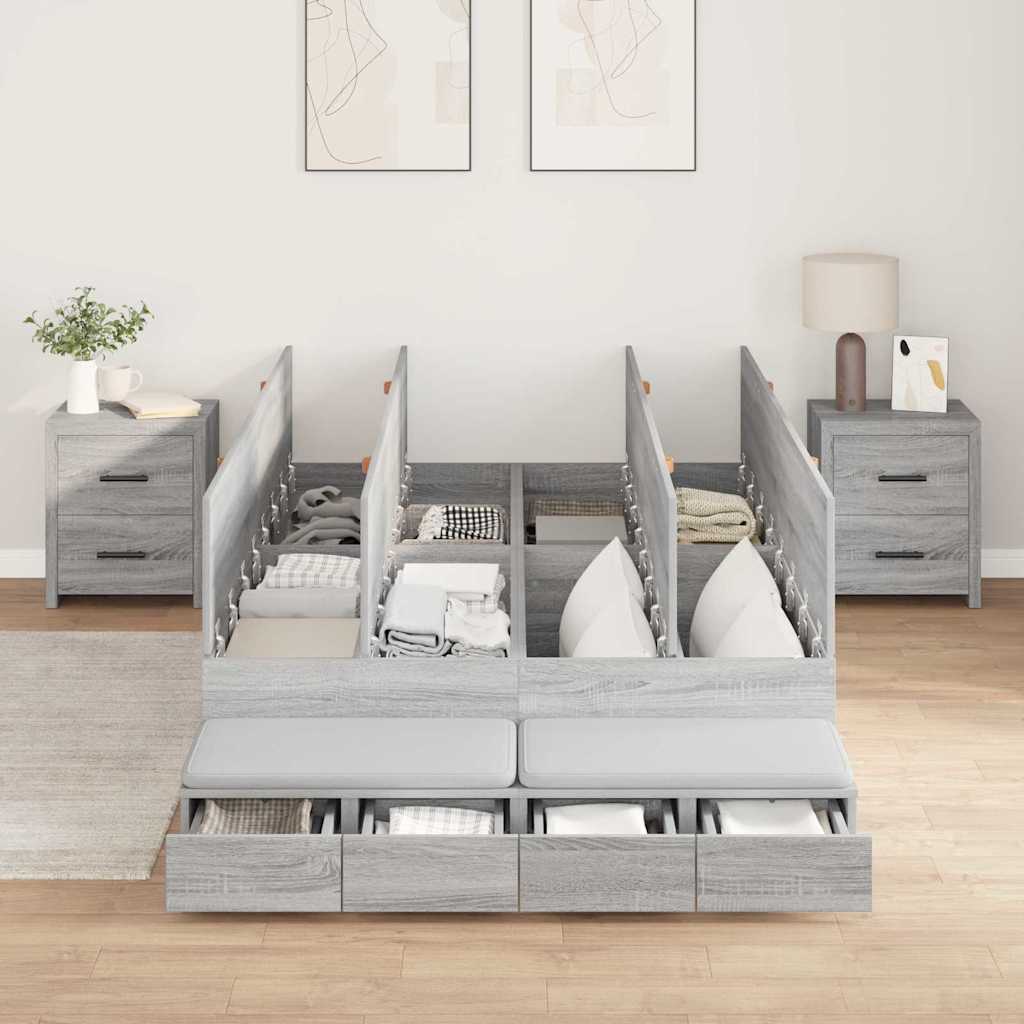 Cadre de lit avec rangement Sonoma gris 236.5 x 120 x 31.5 cm - XIOS