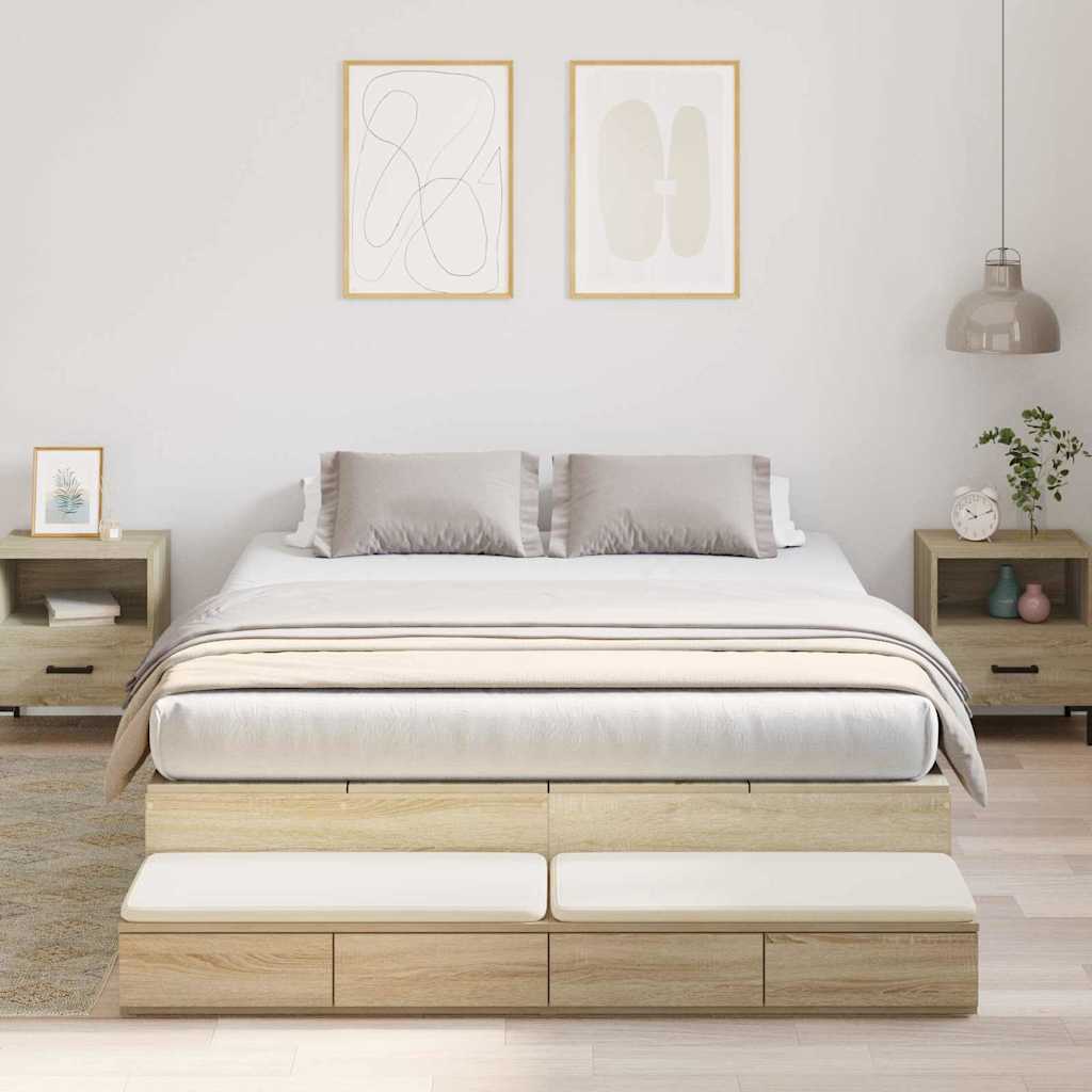 Cadre de lit avec rangement Chêne Sonoma 236.5 x 150 x 31.5 cm - XIOS