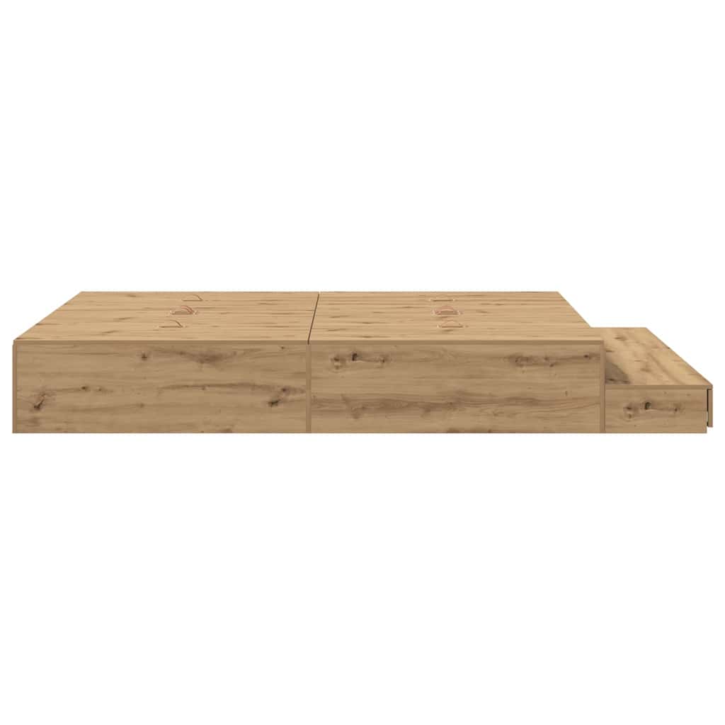 Cadre de lit avec rangement avec tiroir Chêne artisanal 150 cm - XIOS