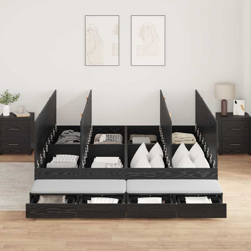 Cadre de lit avec rangement Chêne noir 236,5 x 180 x 31,5 cm - XIOS