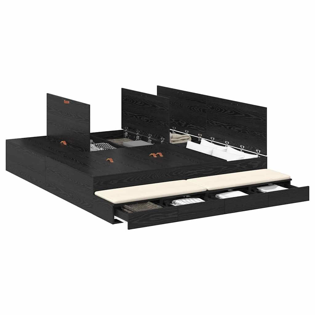 Cadre de lit avec rangement Chêne noir 236,5 x 180 x 31,5 cm - XIOS