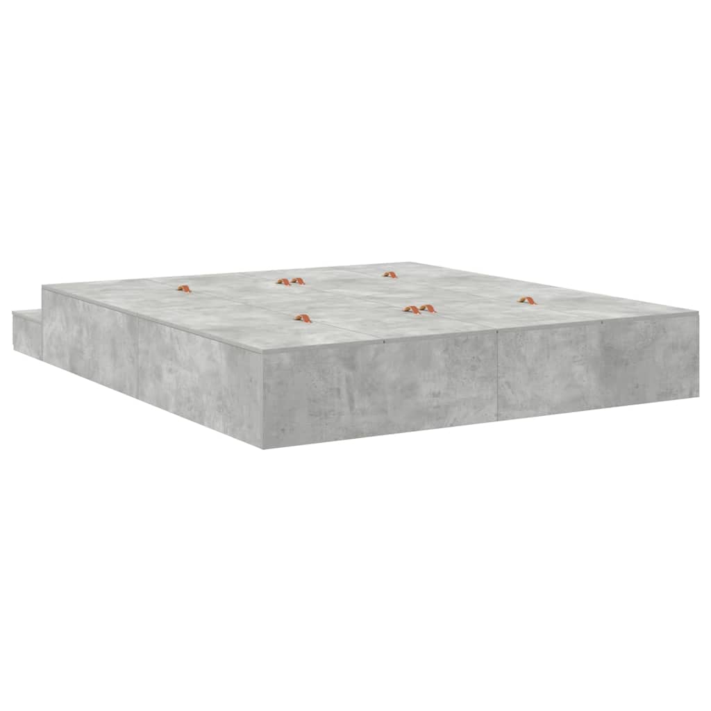 Cadre de lit avec rangement Gris béton 236,5 x 180 x 31,5 cm - XIOS