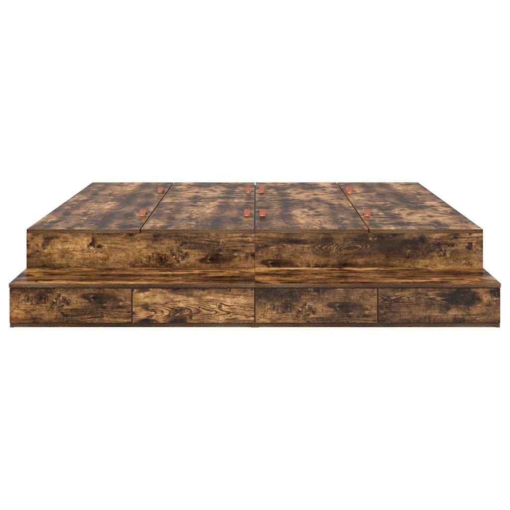 Cadre de lit avec rangement Chêne fumé 236,5 x 180 x 31,5 cm - XIOS