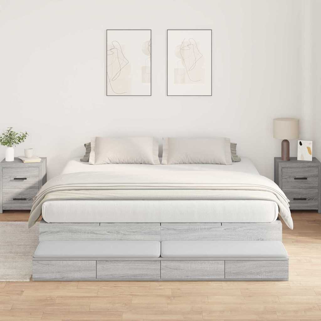 Cadre de lit avec rangement Sonoma gris 236,5 x 180 x 31,5 cm - XIOS