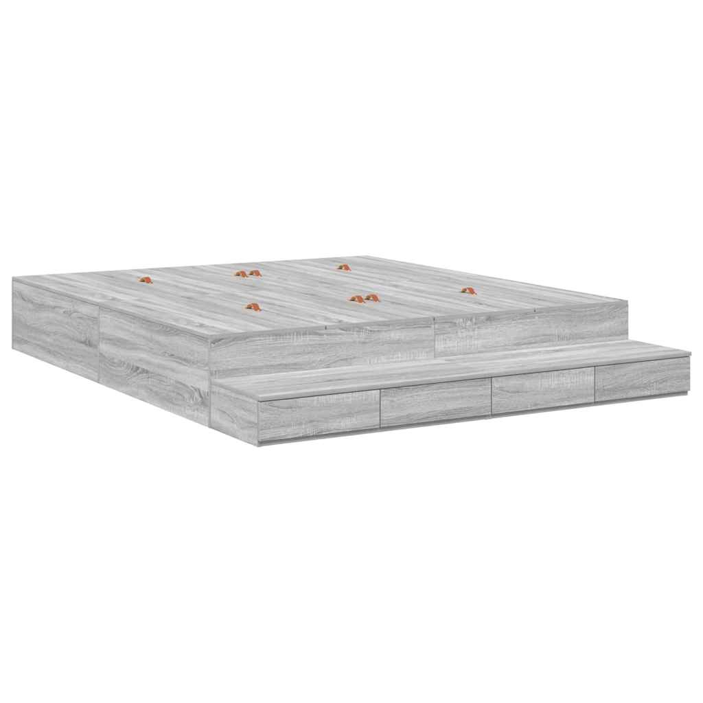 Cadre de lit avec rangement Sonoma gris 236,5 x 180 x 31,5 cm - XIOS