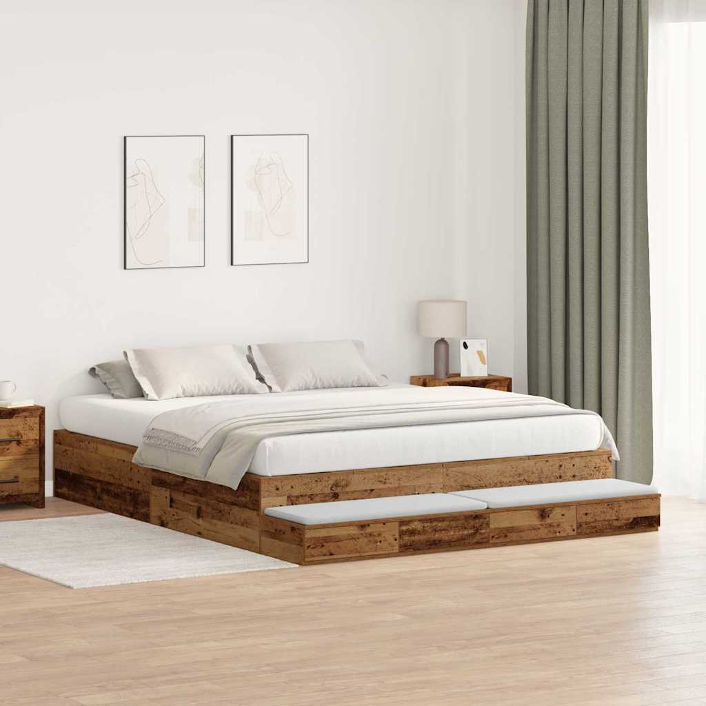 Cadre de lit avec rangement Bois ancien 236,5 x 180 x 31,5 cm - XIOS