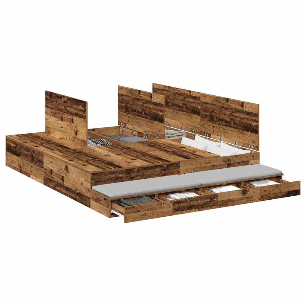 Cadre de lit avec rangement Bois ancien 236,5 x 180 x 31,5 cm - XIOS