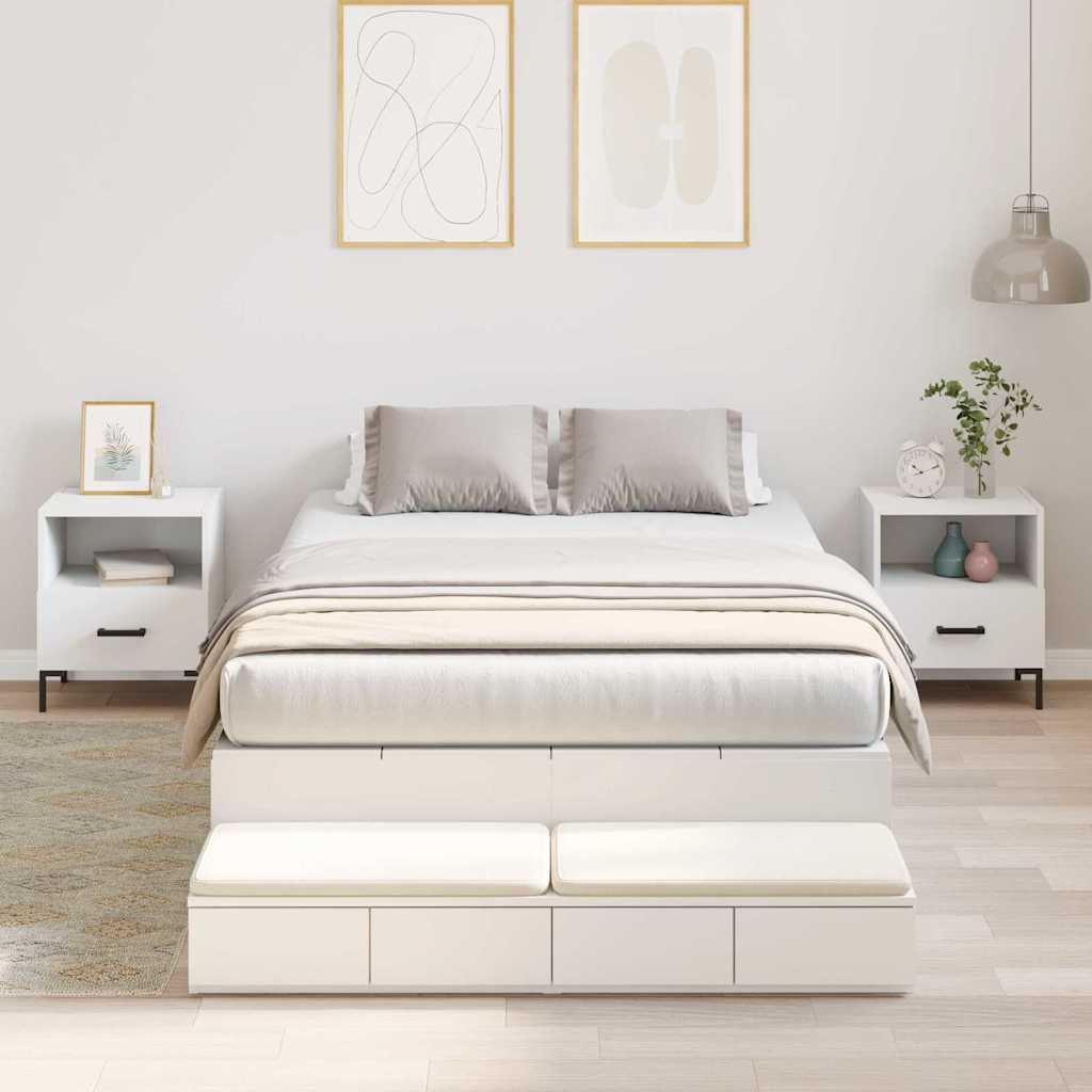 Cadre de lit avec rangement Blanc 226.5 x 120 x 31.5 cm - XIOS