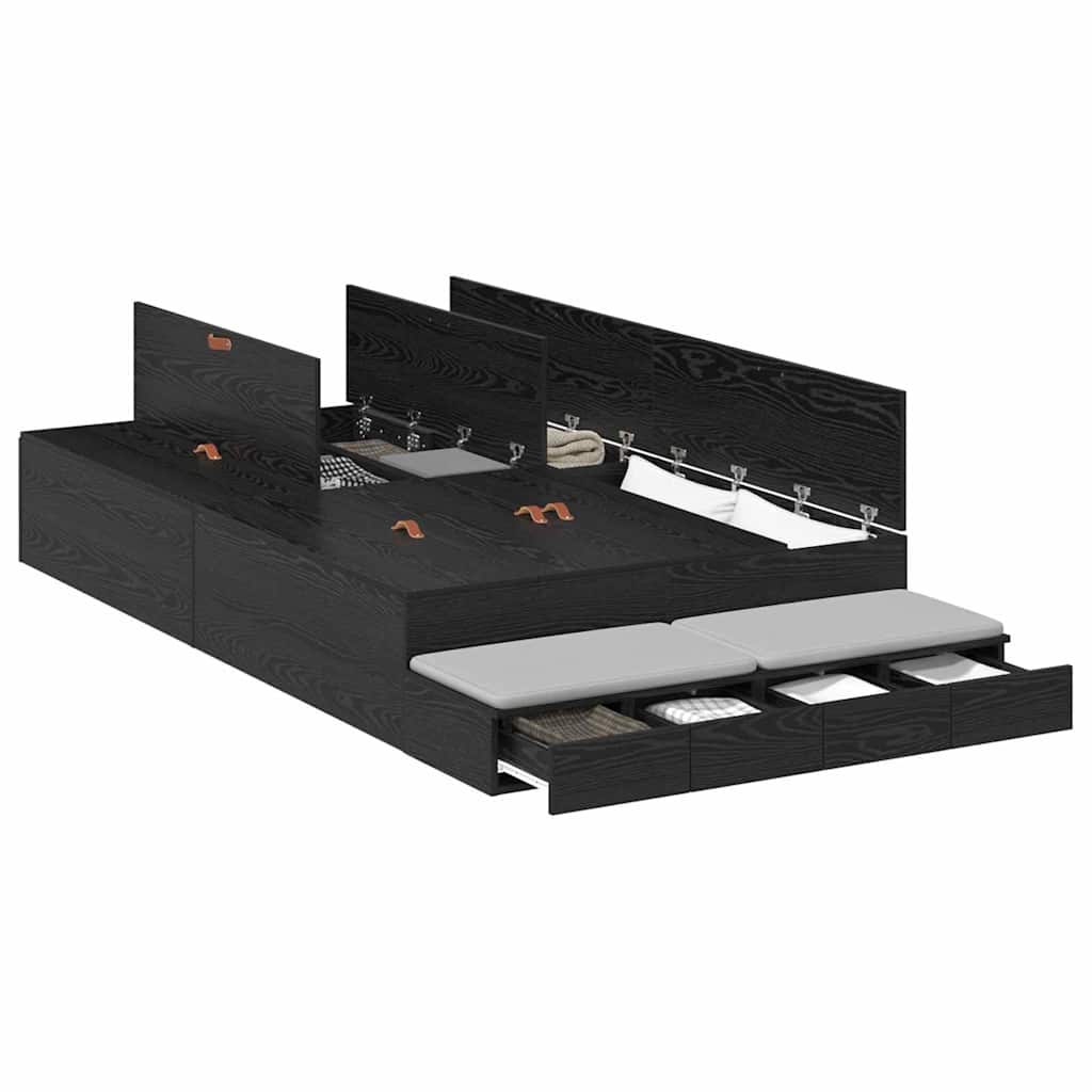 Cadre de lit avec rangement Chêne noir 226.5 x 120 x 31.5 cm - XIOS