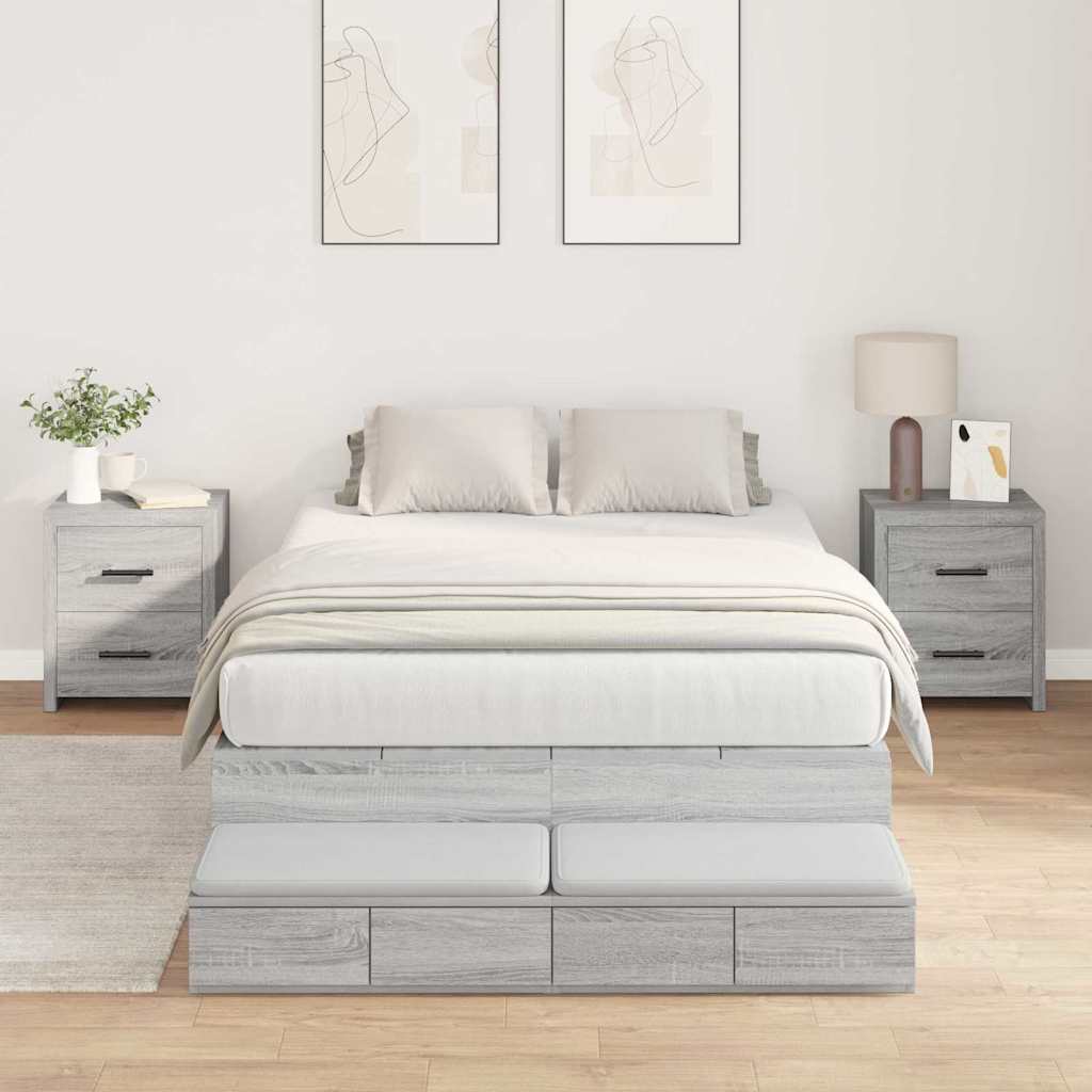 Cadre de lit avec rangement Sonoma gris 226.5 x 120 x 31.5 cm - XIOS