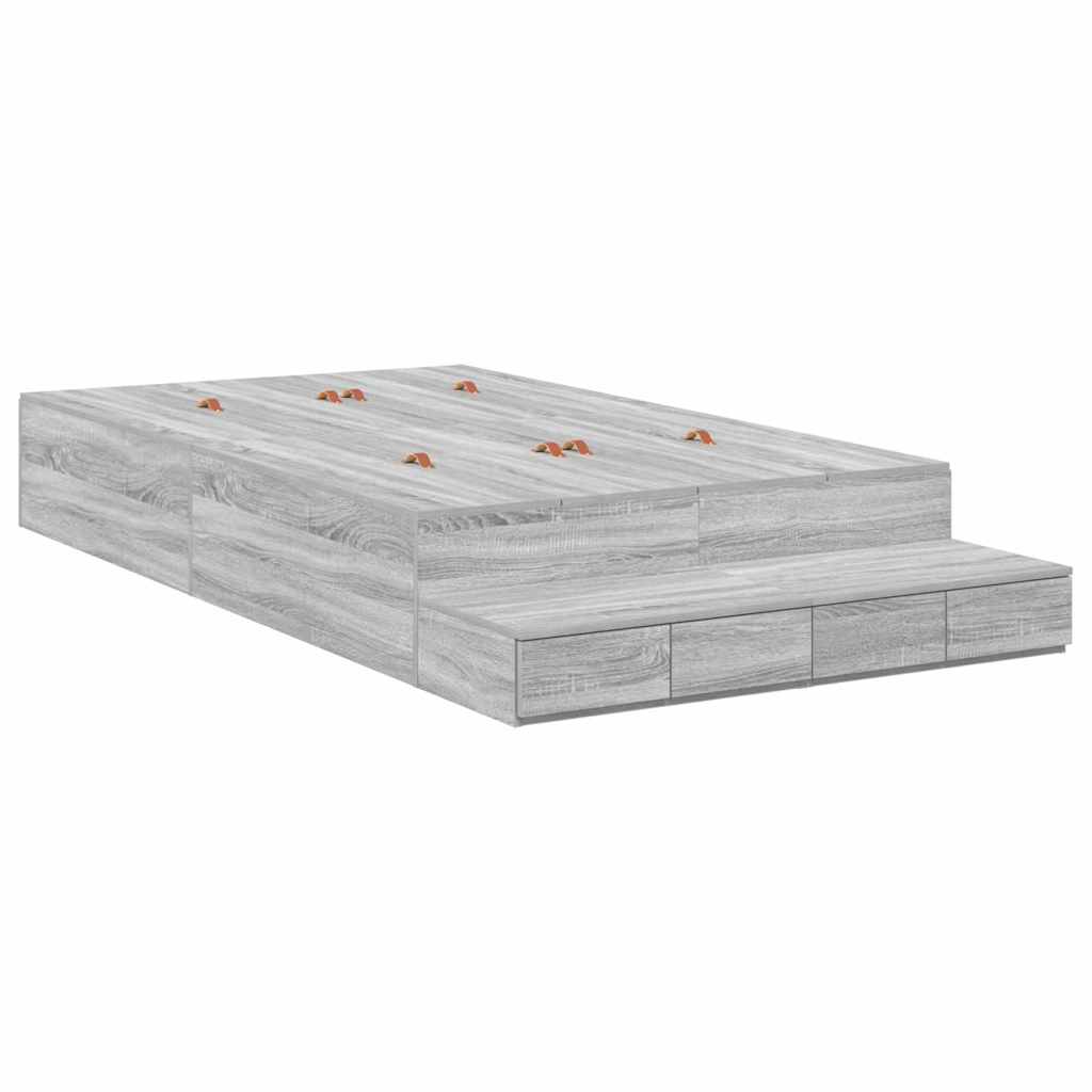 Cadre de lit avec rangement Sonoma gris 226.5 x 120 x 31.5 cm - XIOS