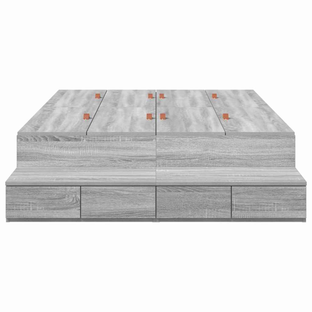 Cadre de lit avec rangement Sonoma gris 226.5 x 120 x 31.5 cm - XIOS