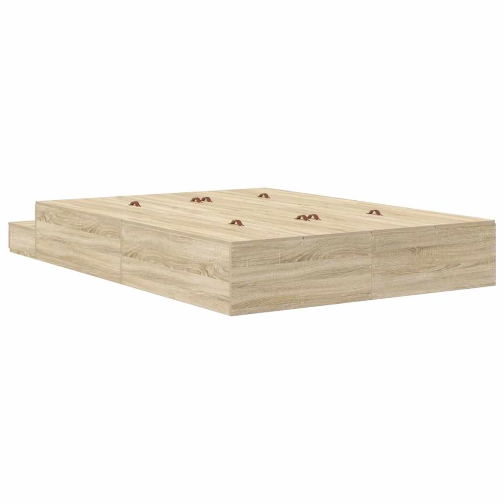Cadre de lit avec rangement avec tiroir Chêne Sonoma 140 cm