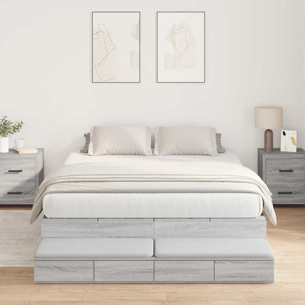 Cadre de lit avec rangement Sonoma gris 226,5 x 140 x 31,5 cm - XIOS
