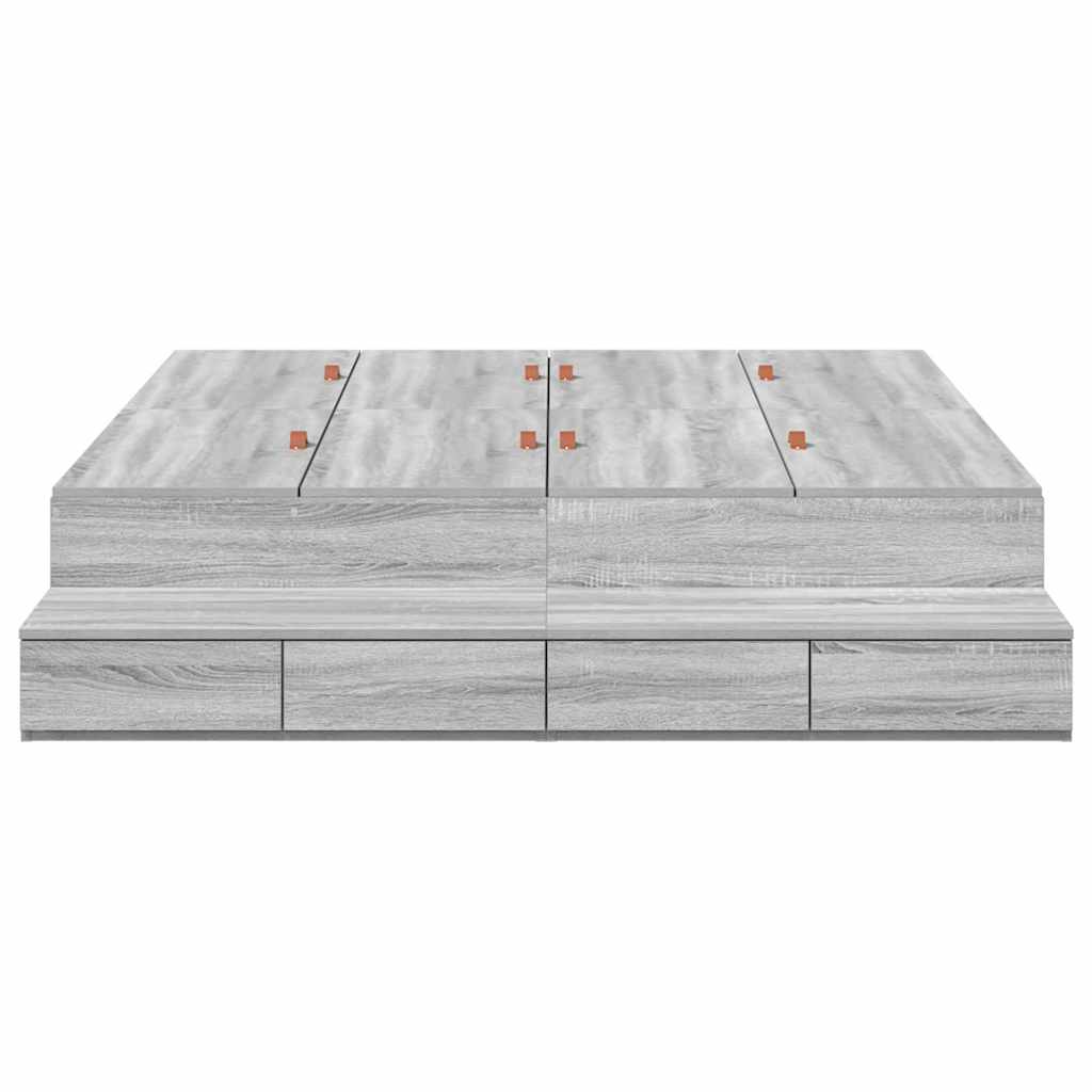 Cadre de lit avec rangement Sonoma gris 226,5 x 140 x 31,5 cm - XIOS