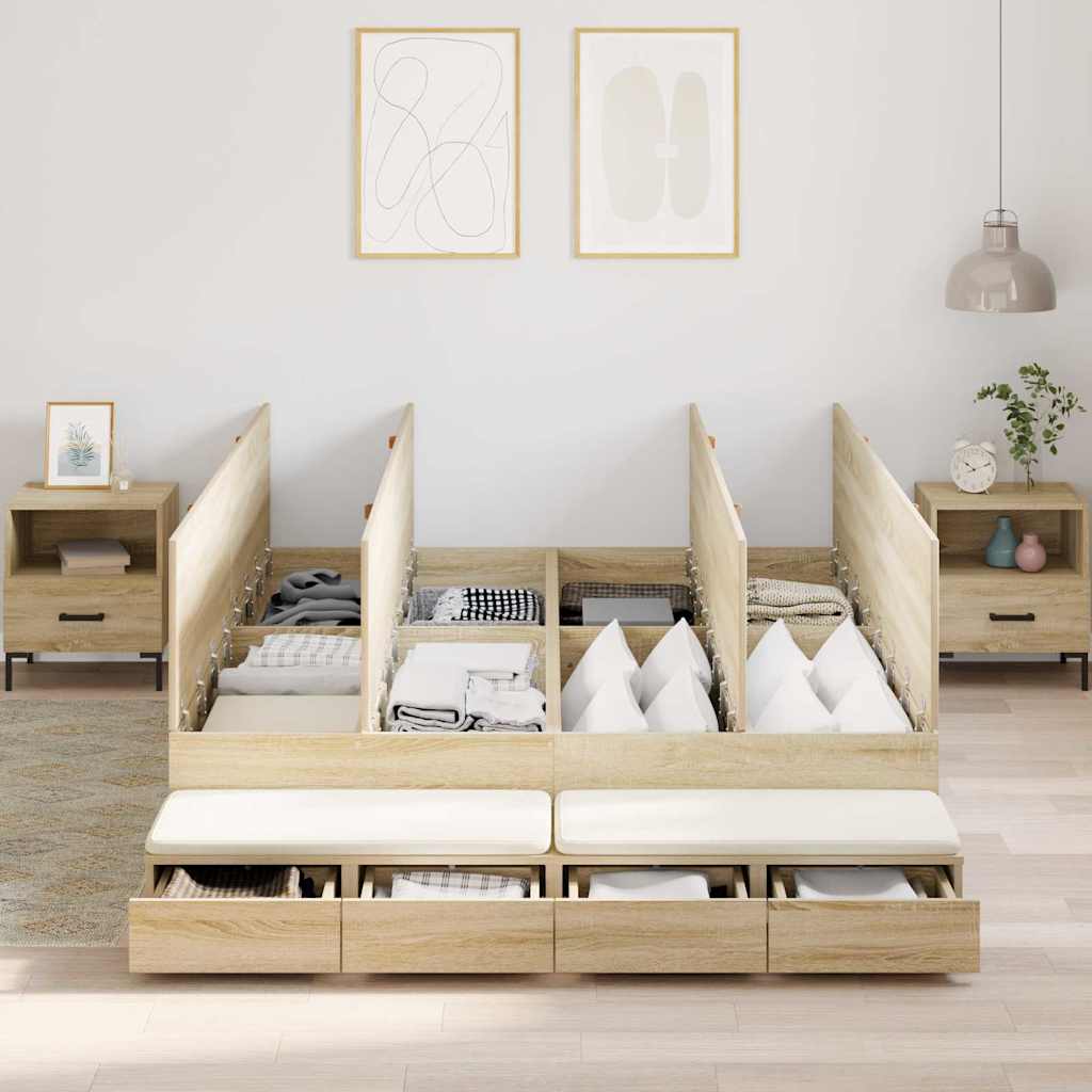 Cadre de lit avec rangement Chêne Sonoma 226.5 x 135 x 31.5 cm - XIOS