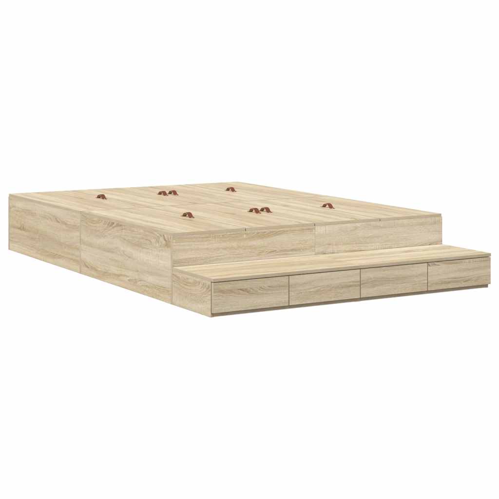 Cadre de lit avec rangement Chêne Sonoma 226.5 x 135 x 31.5 cm - XIOS