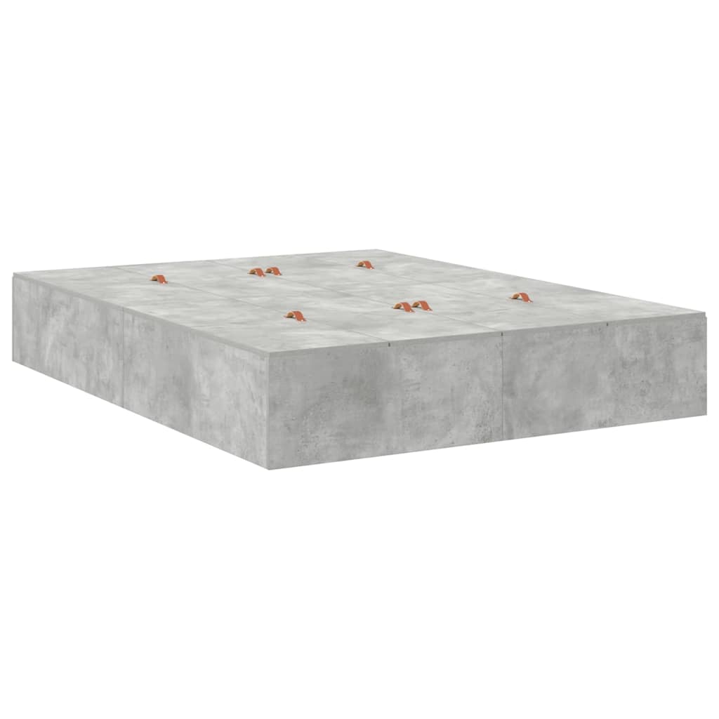 Cadre de lit avec rangement Gris béton 226.5 x 135 x 31.5 cm - XIOS