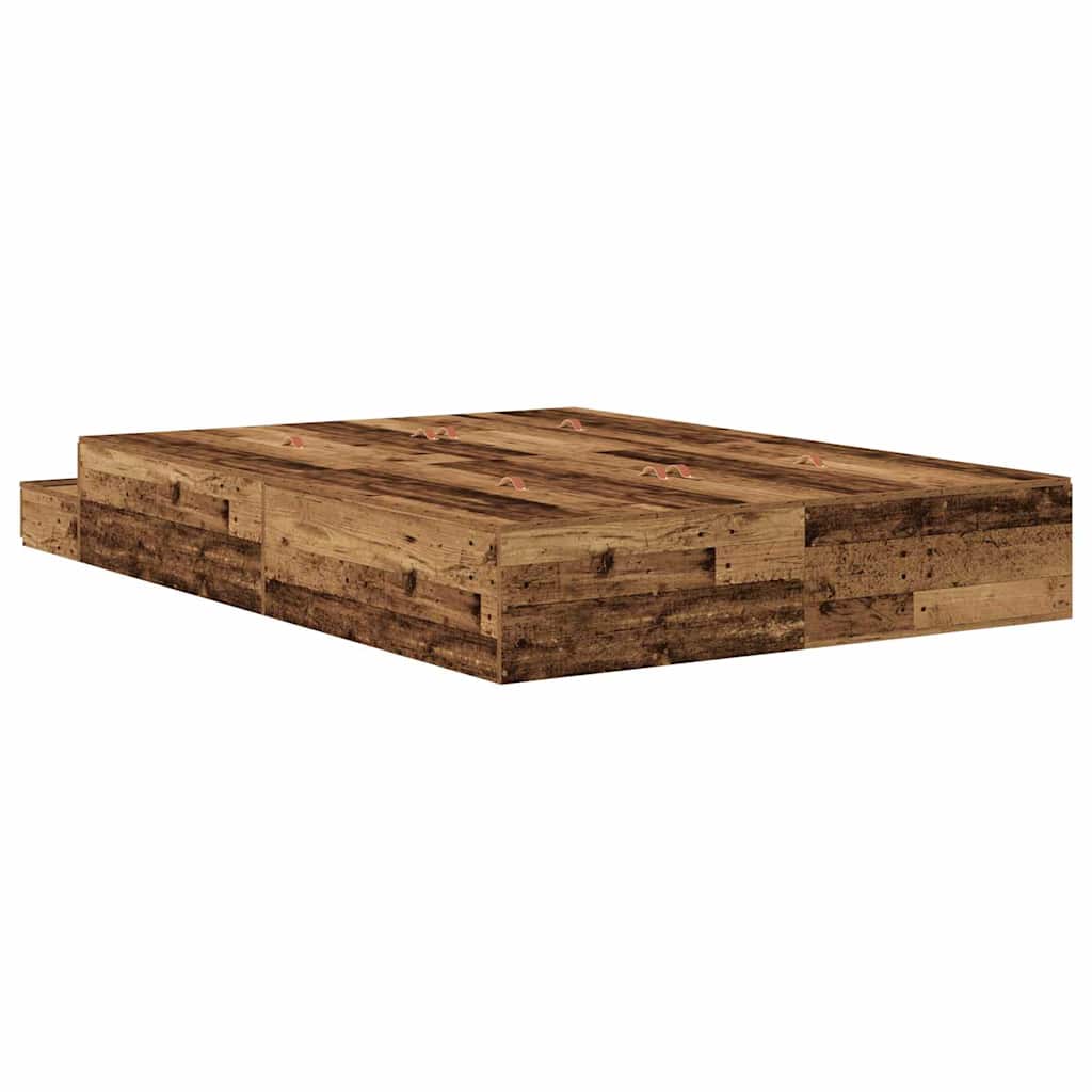 Cadre de lit avec rangement avec tiroir Bois Ancien 135 cm - XIOS