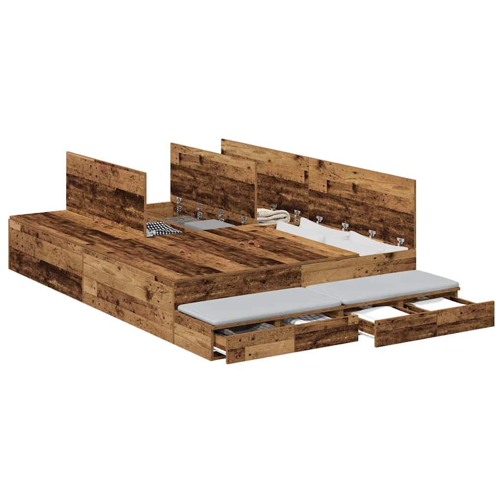 Cadre de lit avec rangement avec tiroir Bois Ancien 135 cm - XIOS