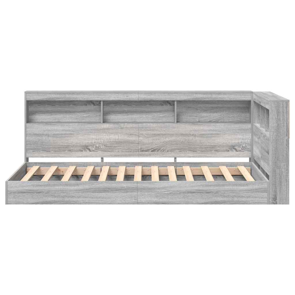 Lit Bibliothèque Sonoma gris 100 x 200 cm Bois d'ingénierie