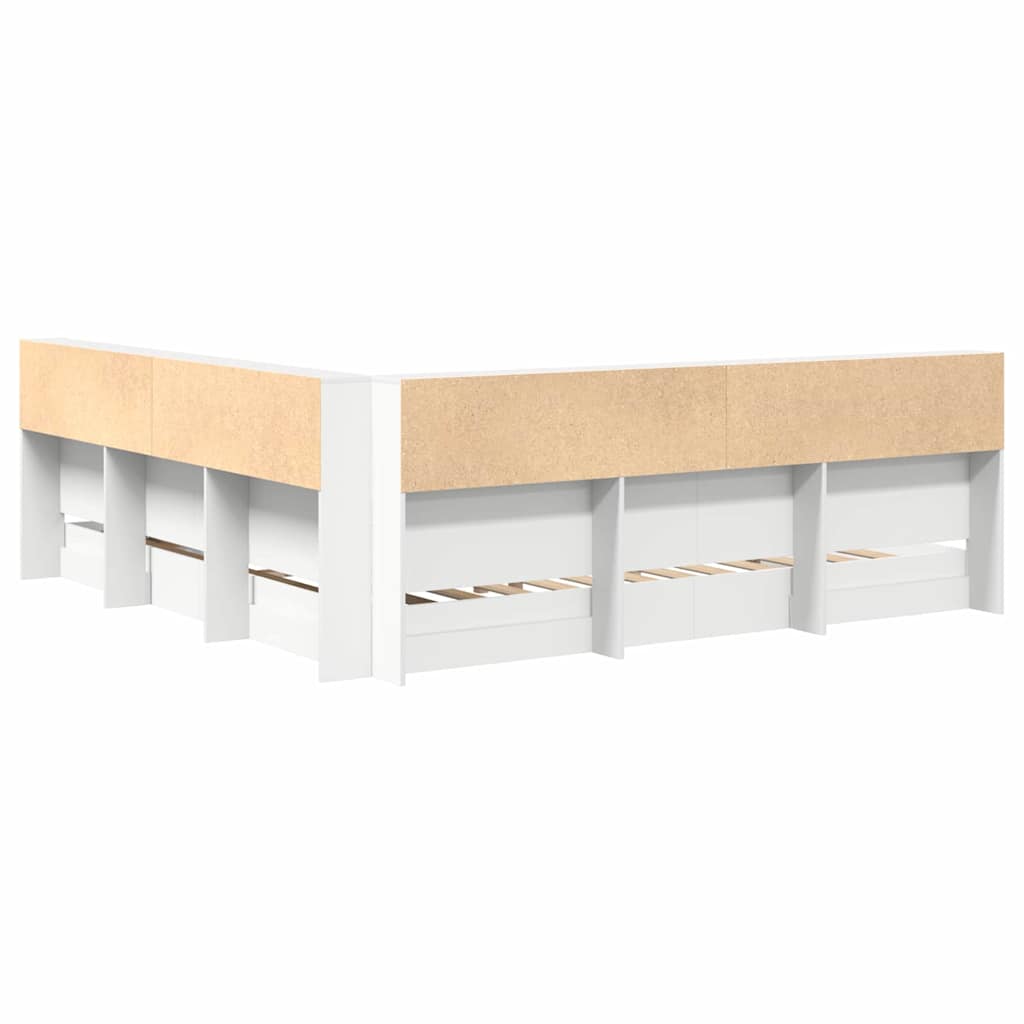 Lit Bibliothèque Blanc 180 x 200 cm Bois d'ingénierie - XIOS