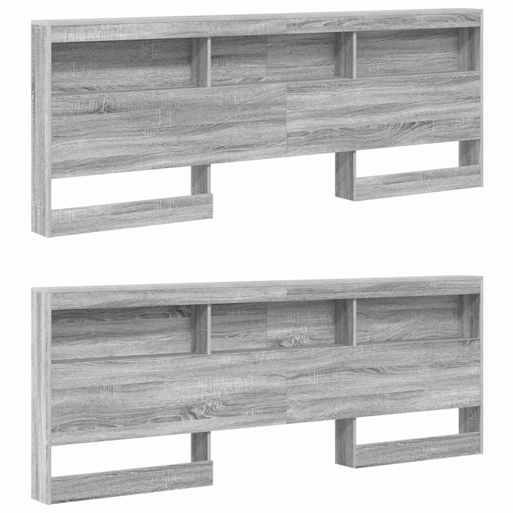 Lit Bibliothèque Sonoma gris 180 x 200 cm Bois d'ingénierie